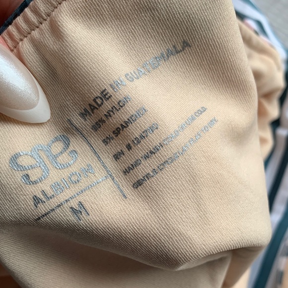 Albion Pink and Teal Floral and Striped Swim Suit, size M. - Picture 3 of 10